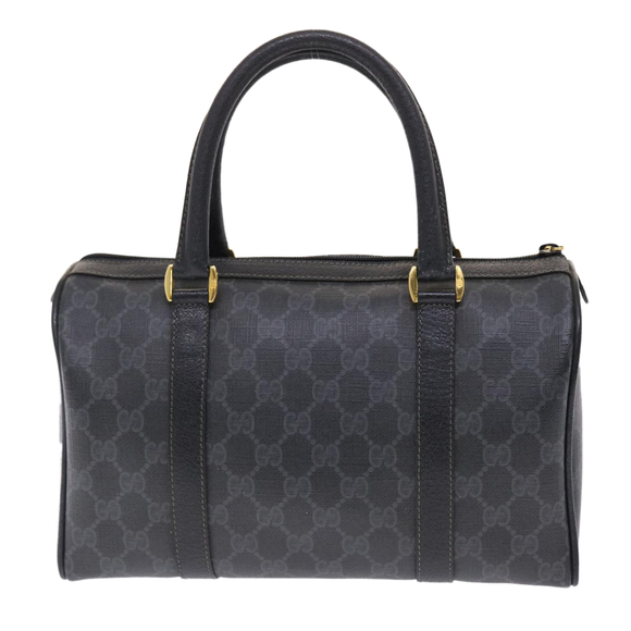 GUCCI GG Canvas Web Sherry Line Hand Bag PVC Leather Black Red Green Auth 49786 - Picture 2 of 16